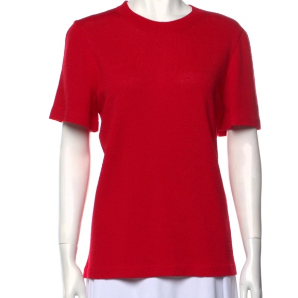 St. John Red Short-Sleeved Sweater Size M - Picture 1 of 7